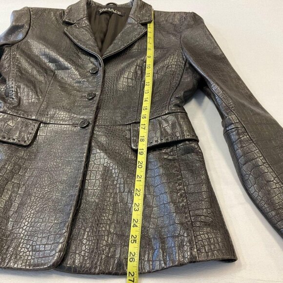 Elie Tahari Women's Brown Leather Jacket, size Medium (8) - Picture 5 of 8